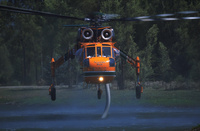 Erickson Aircrane Sikorsky 64 dipping into pond, Green Knoll Fire, Wyoming